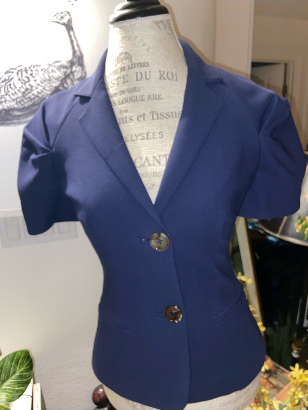 Michael Kors Navy Short-Sleeve Tailored Blazer
